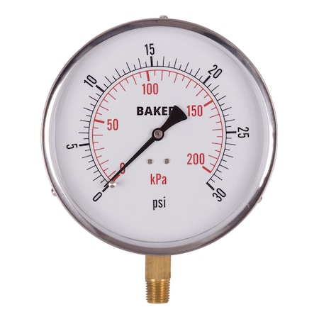 Baker Instruments 421AVND-30 Pressure Gauge, 0-30 PSI 421AVND-30